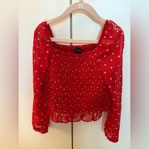 Red Polka Dot Smocked Top